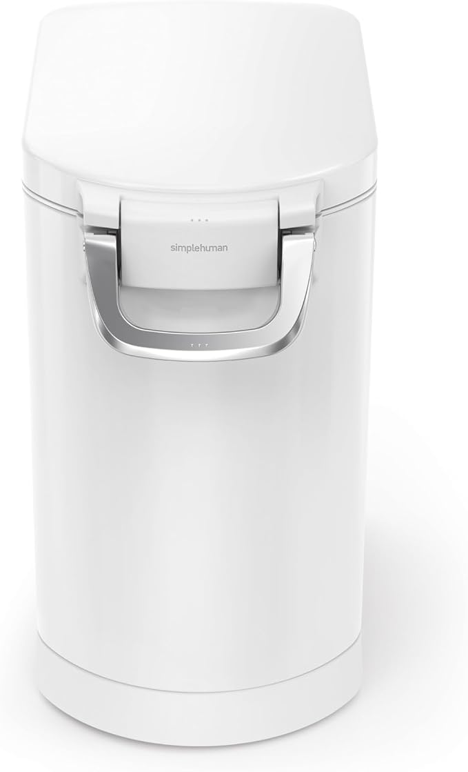 simplehuman Medium Pet Food Storage Container, Holds 25-29 lb / 11-13 kg of Dry Dog Food, Cat Food, or Bird Seed, Airtight Lock-Tight Lid with Magnetic Scoop, BPA-Free, White Steel - Image 4