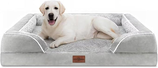 Comfort Expression Orthopedic Dog Bed for Extra Large Dogs with Bolster | Waterproof Dog Couch Bed with Washable Cover & Non-Slip Bottom, Supportive Egg Crate Foam XL Pet Bed, 45x35 Inch by ComfortExpression
