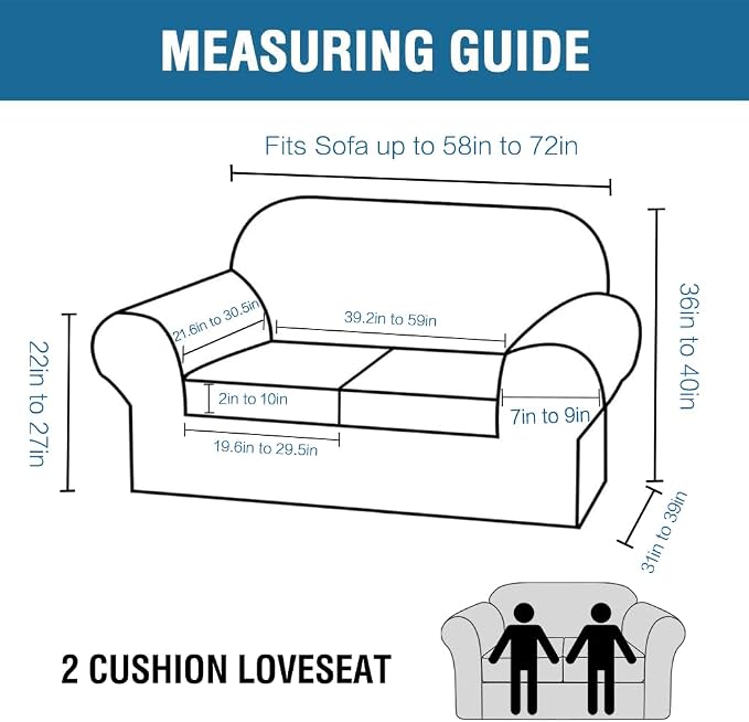 H.VERSAILTEX Real Velvet Plush 3 Piece Stretch Sofa Covers Couch Covers for 2 Cushion Couch Loveseat Covers Width Up to 72 Inch Feature Thick Soft Stay in Place (Medium Sofa, Black) - Image 2