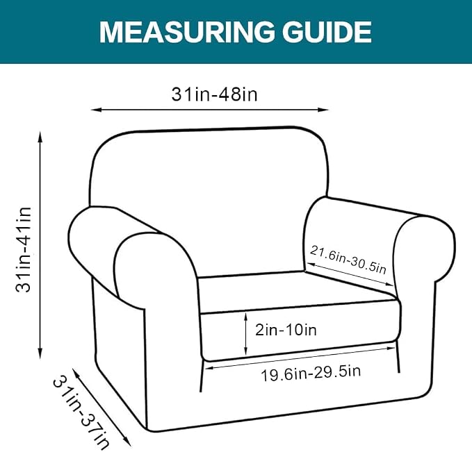 Turquoize 2 Piece Chair Covers Armchair Slipcovers for Living Room Armchair Sofa Cover with Individual Cushion Covers Feature Jacquard Fabric (Chair, Bronze Green) - Image 2