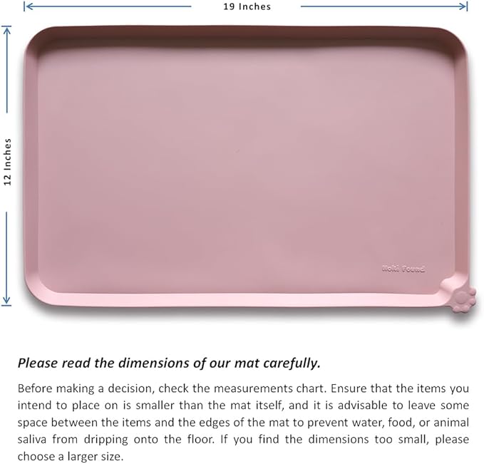 Hoki Found Silicone Pet Food Tray - High-Lips Dog Cat Bowl Mats - Waterproof Dog Cat Food Mats - Neutral Pink - Image 5