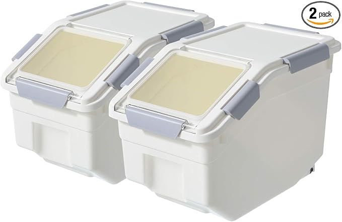 LISM 2 Pack Dog Food Storage Container with Scoop,Large Airtight Pet Dog Food Bin,Container for Dog Treats Rice,Dog Cat Dry Food Bin,Baking Supplies,Flour,Rice,Kitchen Pantry Cereal(10 LB) by Unknown