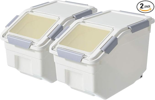LISM 2 Pack Dog Food Storage Container with Scoop,Large Airtight Pet Dog Food Bin,Container for Dog Treats Rice,Dog Cat Dry Food Bin,Baking Supplies,Flour,Rice,Kitchen Pantry Cereal(10 LB) by Unknown
