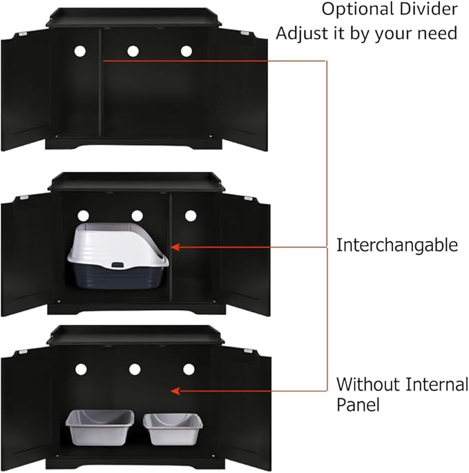 unipaws Cat Litter Box Enclosure Furniture, Hidden Litter Box Cover | Cat Washroom, Cabinet for Large Cat, Dog Proof Cat Litter Boxes, Hideaway Litter Box, Cat House - Image 4
