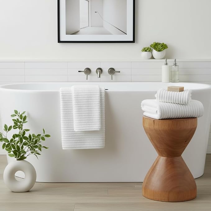 4 Piece Bath Towels, 30"x60" Microfiber Towels Set, White | Large Bathroom Towels, Soft Touch, Highly Absorbent, Quick Dry, Lint Free, Long-Lasting, Family Use, Guest Bath & Daily Use - Image 2