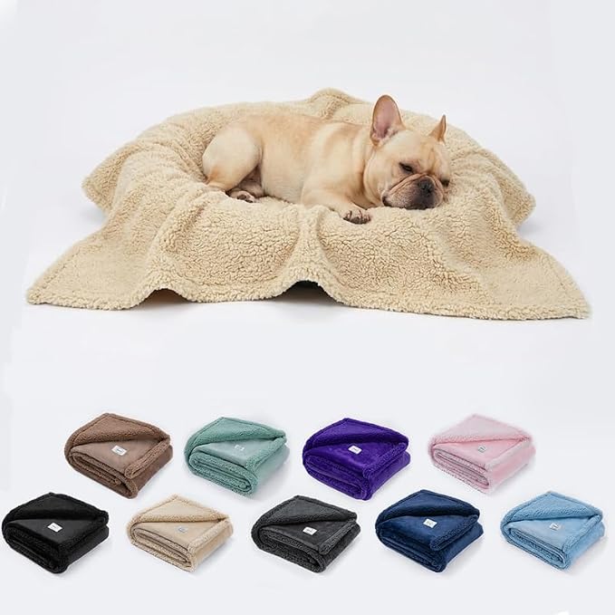 Waterproof Dog Blanket Reversible Pet Bed Cover Puppy Fluffy Cream Blankets Leakproof Sofa Couch Cover Cat Pet Blanket for Warm Washable-L - Image 4
