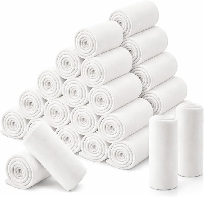 Newwiee 48 Pcs Bulk Fleece Throw Blankets 50'' x 60'' Oeko-tex Standard 100 Certified for Outdoor Wedding Guest Blankets Donation Homeless Sleepover Lap Pet Sofa, All Seasons Use (White) by Newwiee