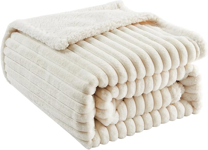Qeils Waterproof Calming Dog Blanket for Medium Dogs, Noiseless Soft Plush Pet Blanket for Cats, 500GSM Thick Faux Fur Pet Throw, Couch Furniture Protector for Puppy, Cream, 30x40IN by Qeils