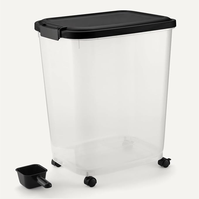 Amazon Basics Pet Food Storage Container with Rolling Wheels, BPA-Free, Detachable Scoop, 50lbs Capacity - Image 4