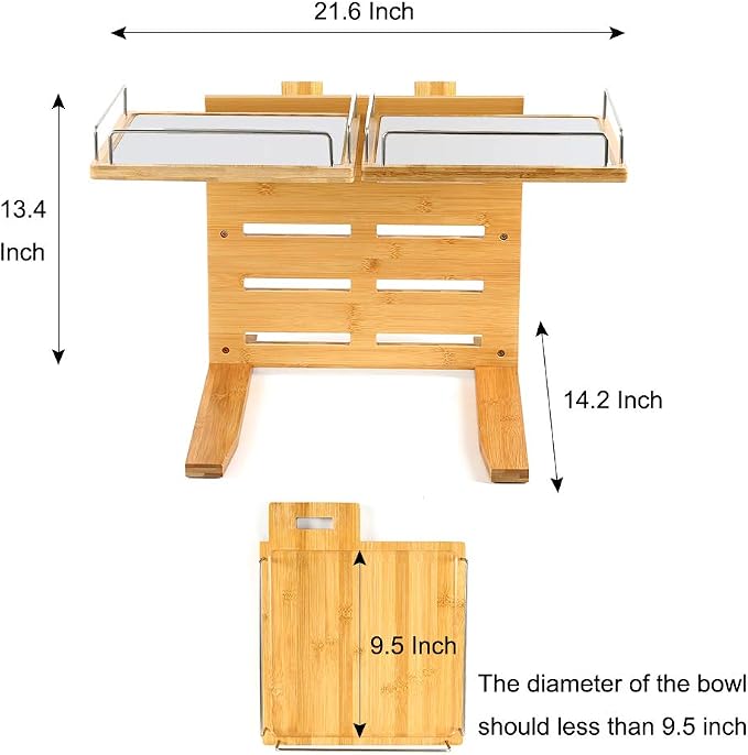 FOREYY Adjustable Raised Dog Bowls,Bamboo Elevated Feeder Stand with Non-Skid Feet for Food and Water,5 Level Wooden Pet Dining Table Comfort Feeding Station for Medium Large Big Dogs - Image 6
