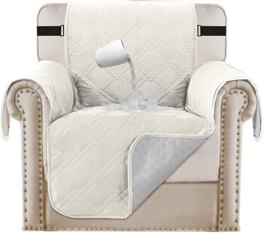 Turquoize 100% Waterproof Chair Covers for Living Room Couch Cover for Pets Chair Protector Sofa Cover for Dogs Non-Slip Sofa Protector Furniture Cover for Dogs, Kids, Cats (Chair, Beige) by Turquoize