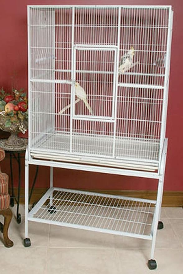 54" Large Wrought Iron Breeding Flight Canary Parakeet Cockatiel Lovebird Finch Cage Side Nesting Doors with Removable Rolling Stand by Mcage