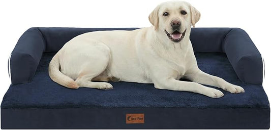 Orthopedic Dog Bed for Extra Large Dogs, 45x35in, Navy Blue | Orthopedic Foam Relieves Joint Pressure, Bolsters Supports Head And Neck, Washable Cover, Non-Slip Bottom by CasaPaw