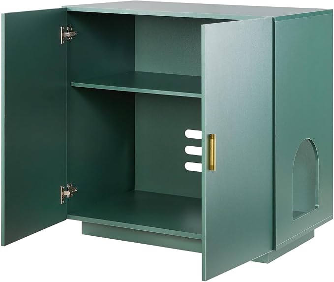 VEVOR Cat Litter Box Enclosure, 31.5 in Hidden Litter Box Cabinet, Wooden Indoor Cat Washroom with Ventilated Holes, Double-Door Kitty Pet House Furniture, End Side Table Fit Most Litterboxes - Image 9