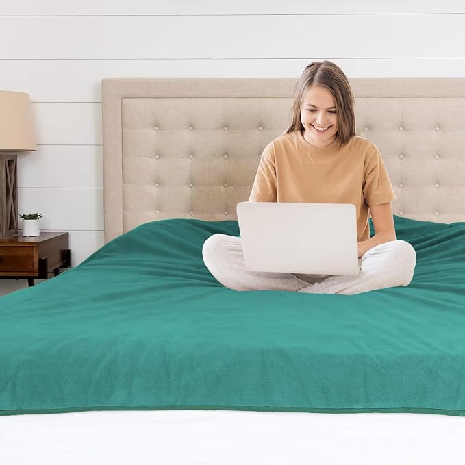 Queen Size Waterproof Blanket for Bed 80"x60", Reversible Aqua/Turquoise | Waterproof Washable - Image 8