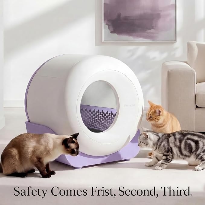 Furrytail Automatic Litter Box Self Cleaning with 120 Trash Bags, App Control, Advanced Odor & Leak Control, Large Capacity for Multi Cat Homes,Kitty Litter Box, Smart Safety Sensors, Purple - Image 7