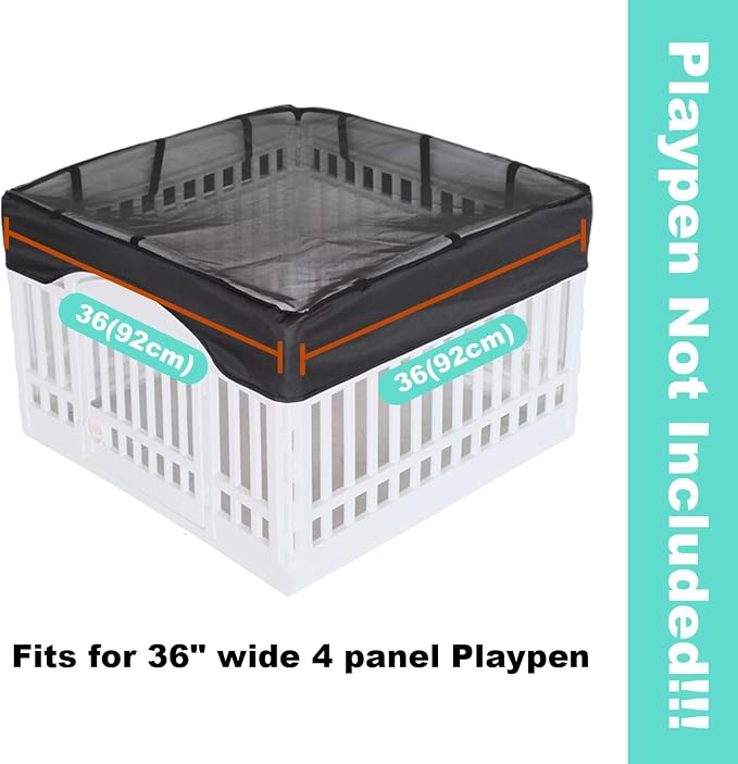 Dog Playpen Mesh Top Cover,[Play Pen Not Included] Fits 36" Inch Pet Playpen with 4 Panels，Dog Cage Covers Puppy Play Pen Cover,Indoor/Outdoor Use,Easy to fold for Portability - Image 2