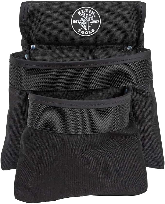 Klein Tools 5702 Tool Pouch, Powerline Series Utility Pouch Fits Tool Belts up to 2.5-Inch, Strong Rivet Reinforced Stitching, 2-Pocket - Image 3