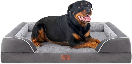 Comfort Expression Orthopedic Dog Bed for Extra Large Dogs with Bolster | Waterproof Dog Couch Bed with Washable Cover & Non-Slip Bottom, Supportive Egg Crate Foam XL Pet Bed, 48x30 Inch by ComfortExpression