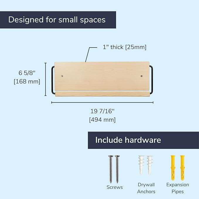 Wall Mounted Shoe Rack - A Wooden, Modern, Slim, and Small Shoe Storage Solution for Shoes and Boots in Narrow Spaces, entryways, or hallways. (20-in-Wide, Pack of 2) - Image 3