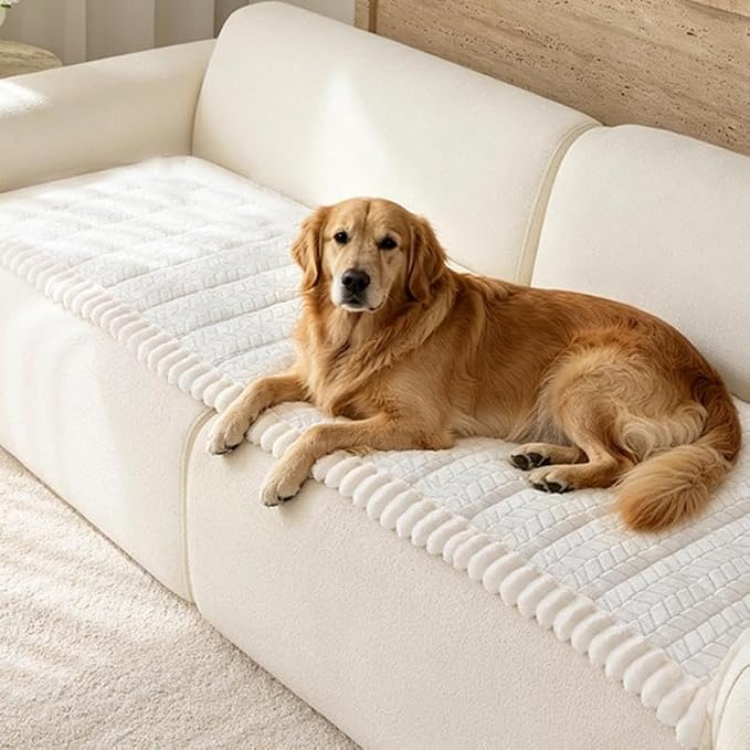 Thick Pet Couch Covers for Sofa (27.6"x70.9",White) | Soft Sofa Covers for 3 Cushion Couch, Machine Washable，Non Slip Sofa Cover, Flannel Dog Pet Friendly Couch Covers Protector by TIANXINBAOBEI