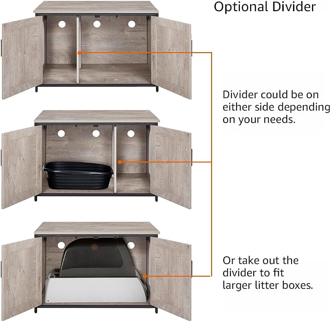 unipaws Top Opening Cat Litter Box Enclosure Furniture, Flip Top Design | XL Extra Large Cat Box, Friendly to Elderly People, High Jumbo Automatic Litter Box Cover Hidden for Large Cat - Image 5