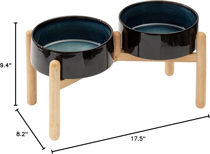 Havniva Elevated Dog Bowls Ceramic Dog Bowls with Stand, Dog Food Bowl | 8.3” Raised Dog Bowls with Non-Slip Wood Stand, Dog Food and Water Bowl Set, Double Dog Feeding Bowls for Large Dogs - Image 9