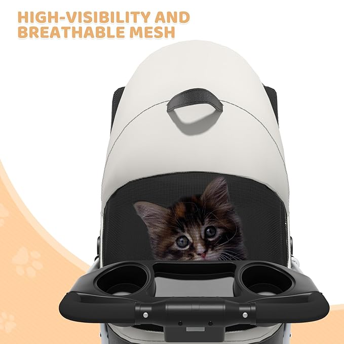 Magshion Foldable Pet Stroller, 3-in-1 Dog Travel Jogger with Detachable Carrier, Cup Holder, Storage Basket, Folding Carrier for Small/Medium Dogs & Cats Up to 33 lbs, Black
