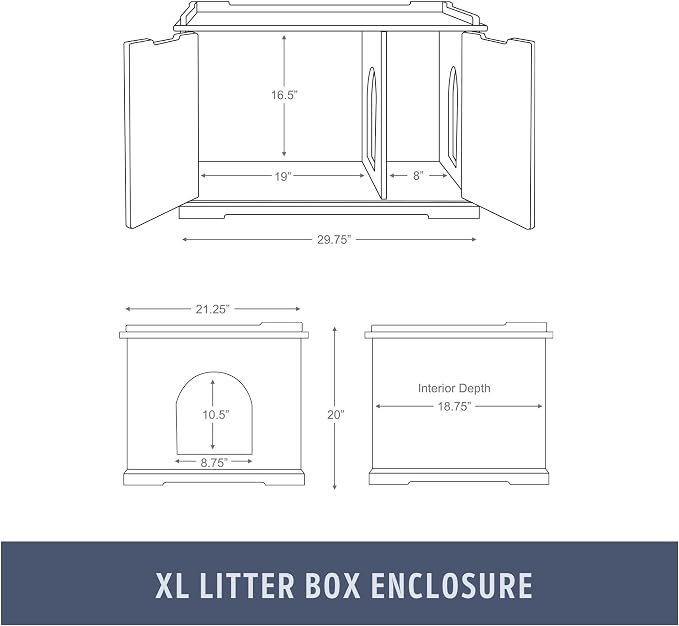 Trixie XL Furniture Litter Box Enclosure (White), Hidden Litter Box for Cats with Openings on Either Ends & Large Ventilations Slots, Double Doors for Easy Cleaning, Removable Divider - Image 7