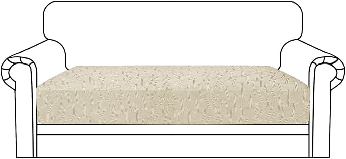 MAXIJIN Waterproof Couch Cushion Covers Individual Love Seat Cushion Cover Stretch Sectional Sofa Slipcovers with Elastic Bottom for Dogs Pets (1 Piece for Loveseat, Beige) by MAXIJIN