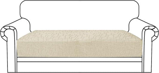 MAXIJIN Waterproof Couch Cushion Covers Individual Love Seat Cushion Cover Stretch Sectional Sofa Slipcovers with Elastic Bottom for Dogs Pets (1 Piece for Loveseat, Beige) by MAXIJIN