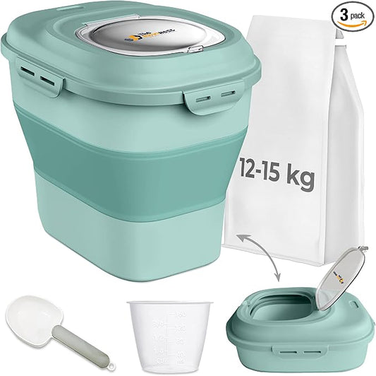 Dog Food Storage Container 30-35 lb, Airtight Collapsible Cute Dog Food Container with Wheels & Scoop, Stackable Pet Food Storage Container for Dog & Cat Food by Unknown