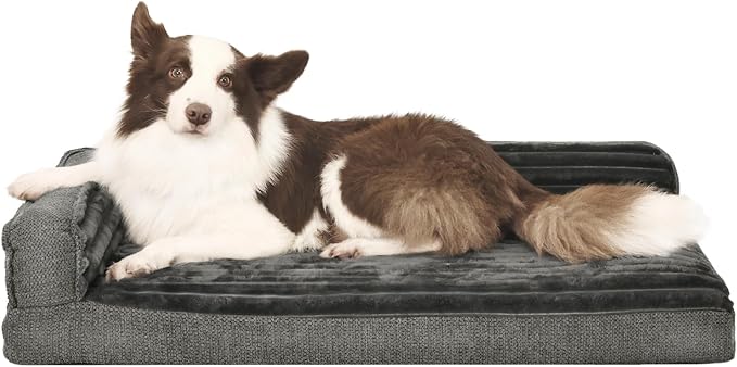 WINDRACING Orthopedic Dog Beds for Medium Dogs, Waterproof Egg Foam Dog Sofa Bed with L Bolster Sides, Washable Medium Pet Bed with Removable Cover & Non-Slip Bottom, 36 x 23 inch, Gray - Image 3