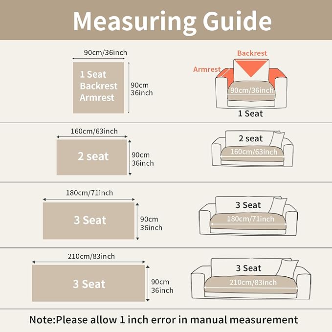 Velvet Couch Covers for Sectional Sofa Washable, Non-Slip L Shaped Sectional Couch Cover, Soft Pet Couch Covers for Sofa, Furniture Slipcovers for 3 Cushion Couch(1PC,35"x83",Beige White) - Image 7