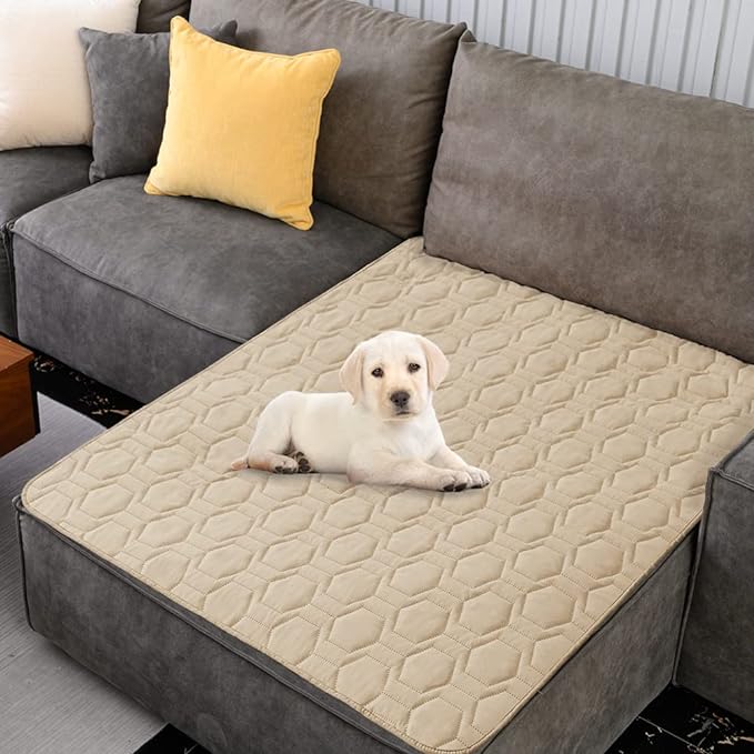 Tcksstex Waterproof and Non-Slip Dog Bed Cover and Pet Blanket Sofa Pet Bed Mat ，car Incontinence Mattress Protectors Furniture Couch Cover for Most Cats Dogs,Pets（82x102-Beige） - Image 7