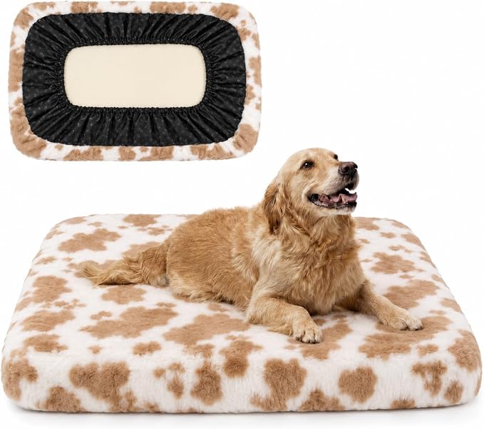 Waterproof Dog Bed Cover Replacement, Luxury Faux Fur Calming Pet Bed Cover with Fitted Sheet Design, Anti-Slip Bottom & Elastic Cord, Washable Protective Topper for Orthopedic Dog Beds by Treatyourpuptoluxury