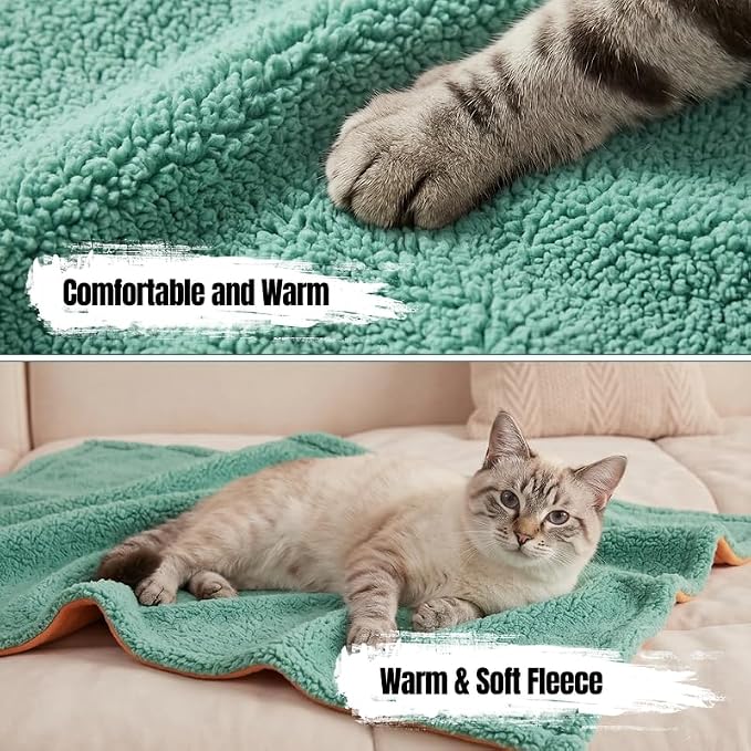 Green Dog Blanket for Pet Bed Cover Reversible Waterproof Puppy Fleece Blankets Leakproof Sofa Couch Cover Doggie Cat Pet Blanket for Warm Fluffy Washable Mat-Green,XL - Image 5