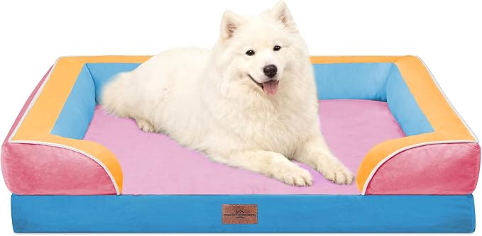 Comfort Expression Orthopedic Dog Beds for Large Sized Dog with Bolster | Waterproof Dog Couch Bed with Washable Cover & Non-Slip Bottom, Supportive Egg Crate Foam Large Pet Bed, 36x27 Inch by ComfortExpression