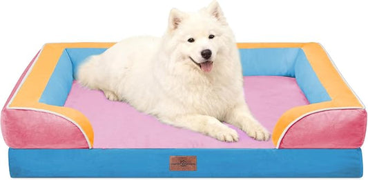 Comfort Expression Orthopedic Dog Beds for Large Sized Dog with Bolster | Waterproof Dog Couch Bed with Washable Cover & Non-Slip Bottom, Supportive Egg Crate Foam Large Pet Bed, 36x27 Inch by ComfortExpression