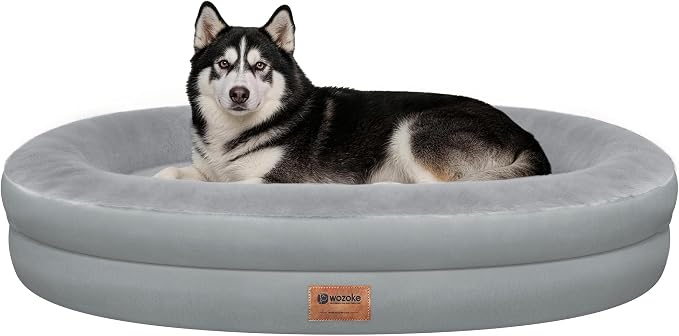 Waterproof Orthopedic Dog Bed for Extra Large Dogs, Silver | Supportive Crate Foam Relieves Joint Pressure, 360°Bolsters, Waterproof Inner,Washable Cover, Non-slip Bottom by Wozoke