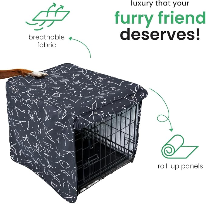 Molly Mutt Rocketman Dog Crate Cover, 100% Cotton Canvas Cover with 2 Roll-Up Panels, Ideal for Dog or Cat Crate, Durable, Washable, and Free of Harmful Chemicals, 30" x 21" x 24" - Image 5