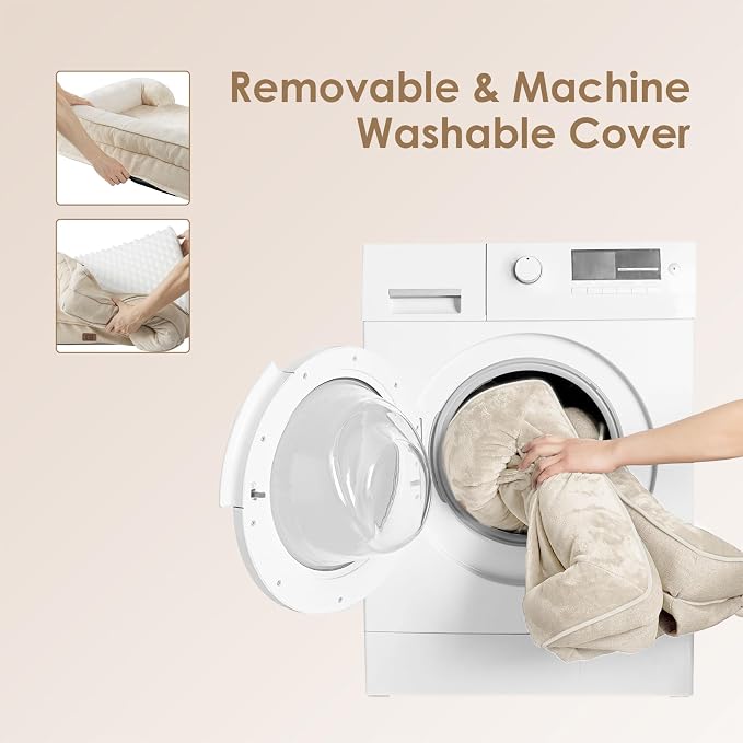 EHEYCIGA Orthopedic Extra Large Dog Bed, Waterproof Washable XL Pet Bed 44" | Non-Slip Bottom and Egg-Crate Memory Foam Big Dog Couch Bed with Washable Removable Cover, Beige, 44Inch - Image 6