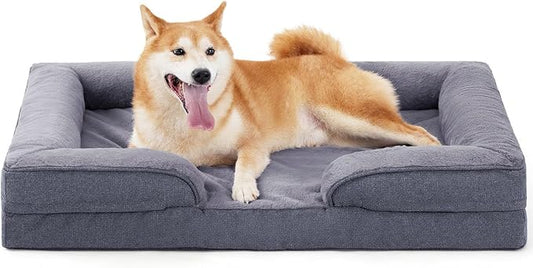 Made4pet Large Dog Bed, Orthopedic Dog Sofa Egg-Crate Foam 38" Pet Couch Bed with Washable Waterproof Cover,Gray by Made4Pets