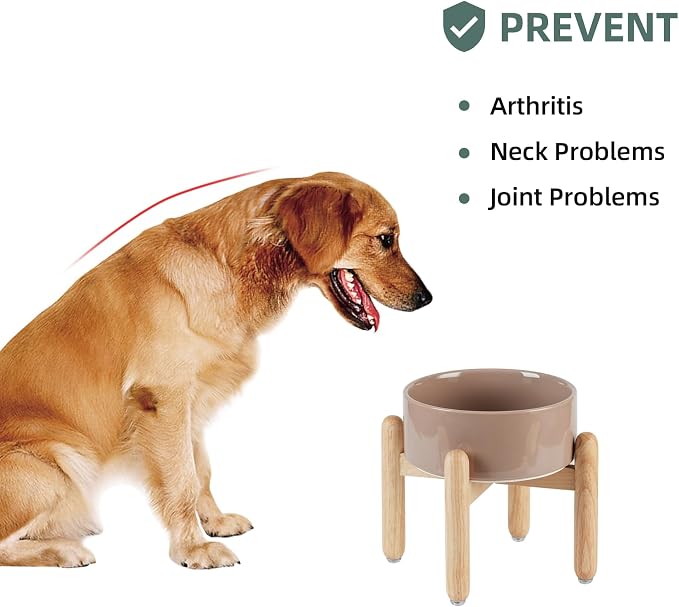 Havniva Elevated Dog Bowls Ceramic Dog Bowls with Stand, Dog Food Bowl | 7.3” Raised Dog Bowls with Non-Slip Wood Stand, Dog Food and Water Bowl Set, Dog Feeding Bowls for Medium Dogs - Image 5