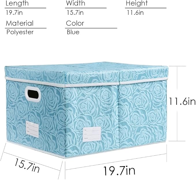 PRANDOM Extra Large Collapsible Storage Cubes with Lids Fabric Decorative Storage Bins Boxes Organizer Baskets with Cover Handles for Bedroom Closet Living Room 19.6x15.7x11.8 Inch 3 Pack - Image 5