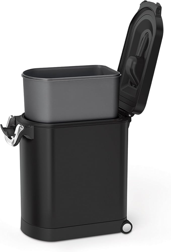 simplehuman 25 Liter, 27 lb / 12.2 kg Medium Pet Food Storage Container for Dog Food, Cat Food, and Bird Feed, Alloy Steel, Matte Black - Image 5