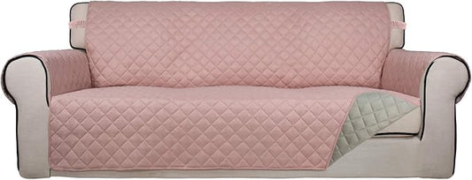 PureFit Reversible Quilted Sofa Cover Dog Couch Covers for Sofa, 66 in | Pink/Beige, Water Resistant Couch Protector, Washable Pet Couch Cover with Non Slip and Elastic Straps For Kids by PureFit