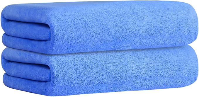JML Large Microfiber Bath Towels Set for Adult, 2 Pack 30" x 60", Blue | Hanging Loop, Soft, Absorbent, Quick Dry, Lint Free, Fade Resistant - Image 2