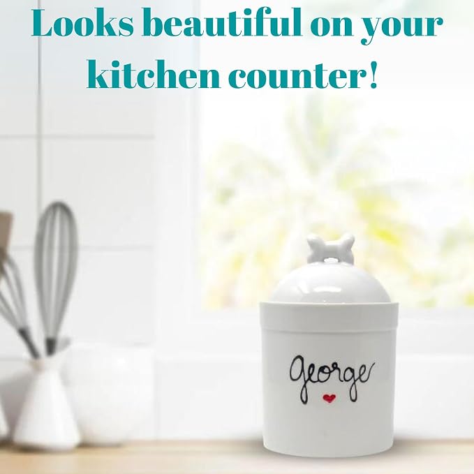 Airtight Pet Treat Container | Dog Cookie Jar Personalized with Name | Small Dog Treat Jar | Customized, Ceramic | With Bone Shaped Lid - Image 4