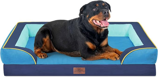 Comfort Expression Orthopedic Dog Bed for Extra Large Dogs with Bolster | Waterproof Dog Couch Bed with Washable Cover & Non-Slip Bottom, Supportive Egg Crate Foam XL Pet Bed, 45x35 Inch by ComfortExpression